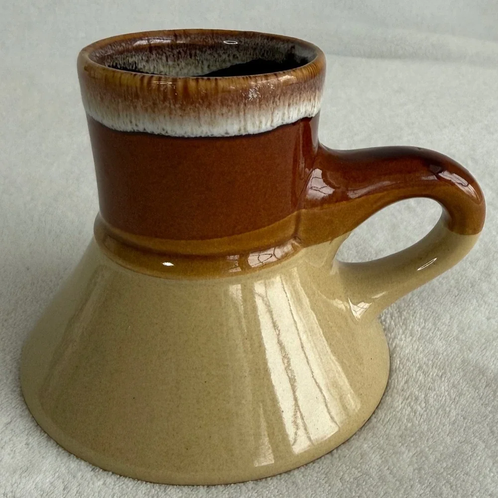 Vintage Brown Drip Glaze No Spill‎ Travel Wide Bottom Ceramic Pottery Coffee Mug